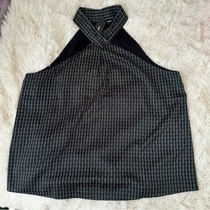 Express Women’s Black, White Print Halter Sleeveless Top Size: XL NWT